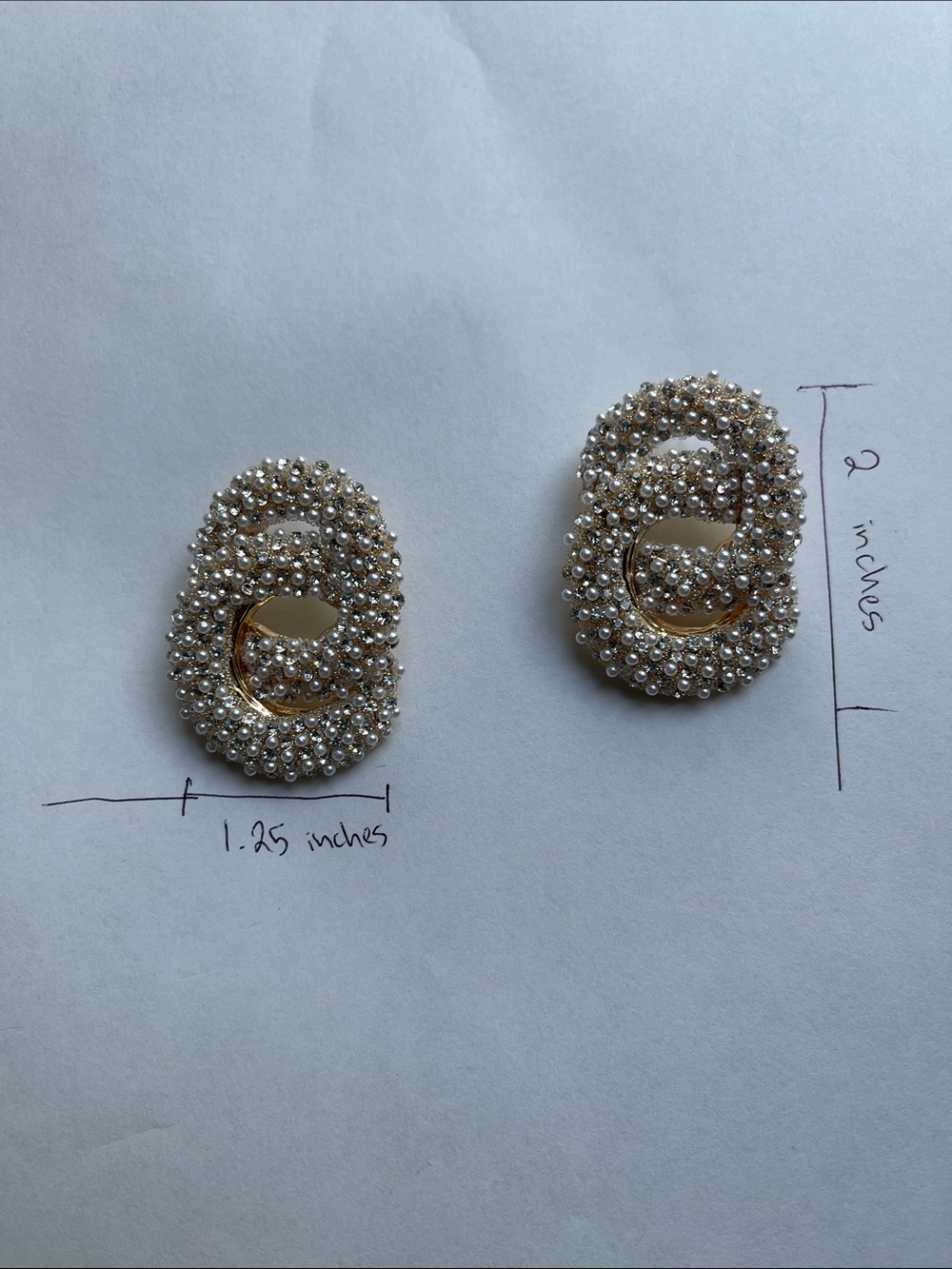 Natasha Gold and White Pearl Cluster Statement Earrings - Picture 4 of 4